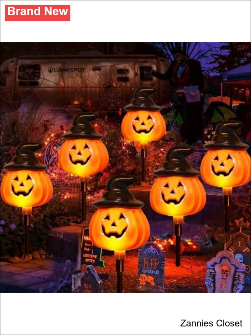 👻 6 Pack Solar Jack O Lantern Stake String Lights Halloween Pathway Yard Decor